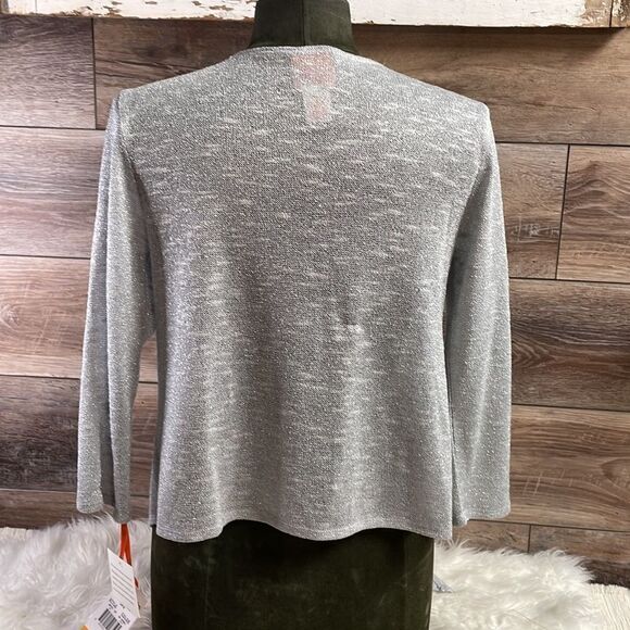 Heart of Palm Womens Swifty Gray Metallic Silver Open Face Cardigan Sz Small NWT - Picture 6 of 9